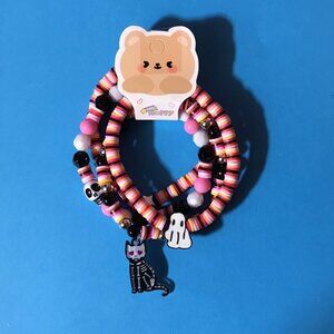 Halloween Boo Buddies Set of 4 Handmade Beaded Bracelets - Stackable Jewelry